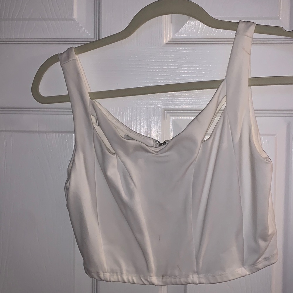 White crop top with cut outs
